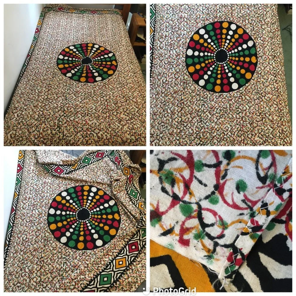 Vintage Hippie Wall Hanging Bed Covering, Dorm Room, Bought in India in the 80s